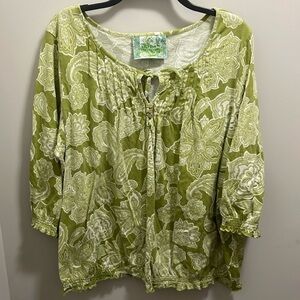Artisan Collection by Avenue 22-24 Green/White Top 3/4 Sleeve